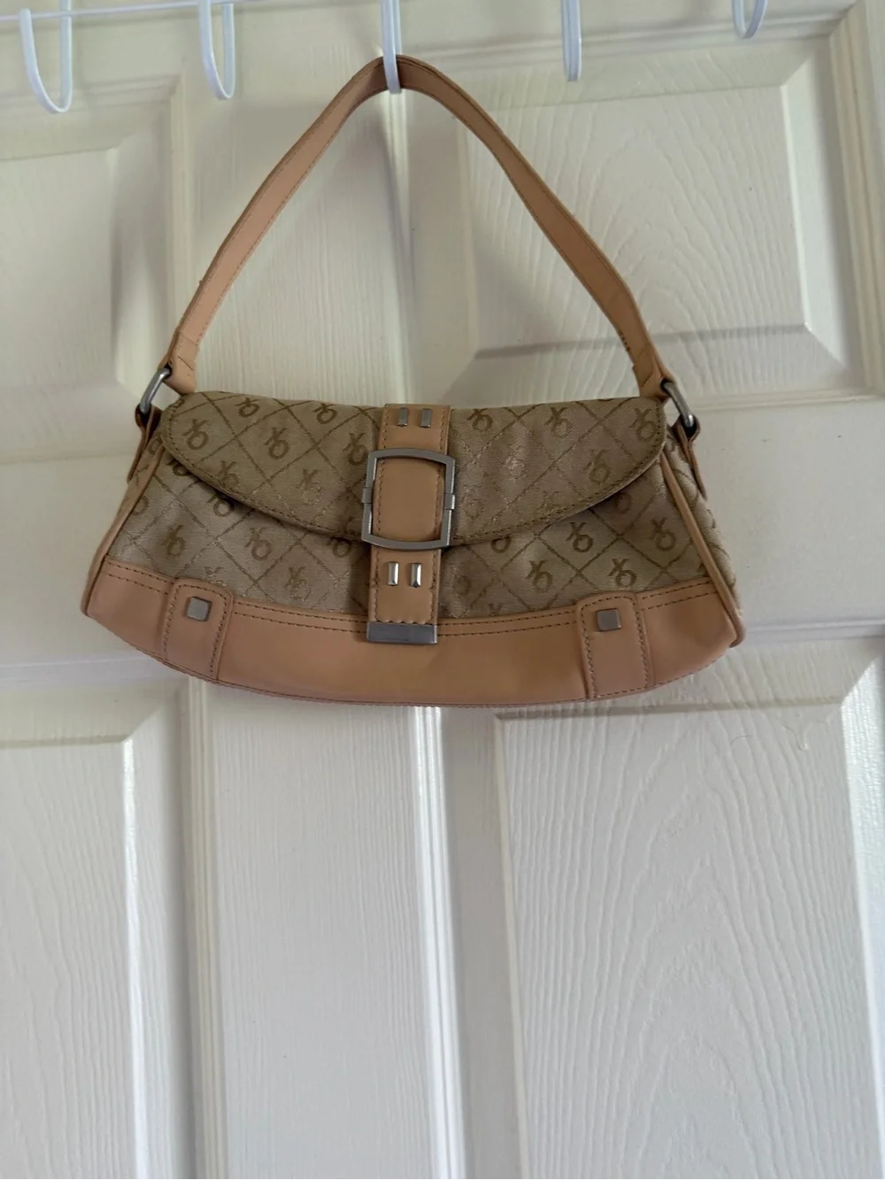 XOXO Beige Monogram Hobo with Buckle Accent